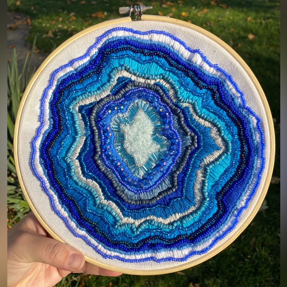 Geode Inspired Embroidered Wall Hanging
